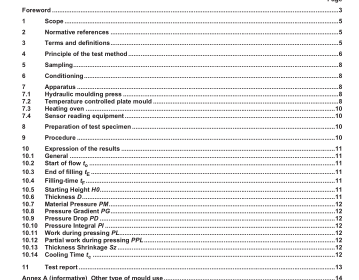 EN 14447:2005 - Fibre reinforced plastics - Glass mat reinforced thermoplastics (GMT) - Determination of flowability and solidification